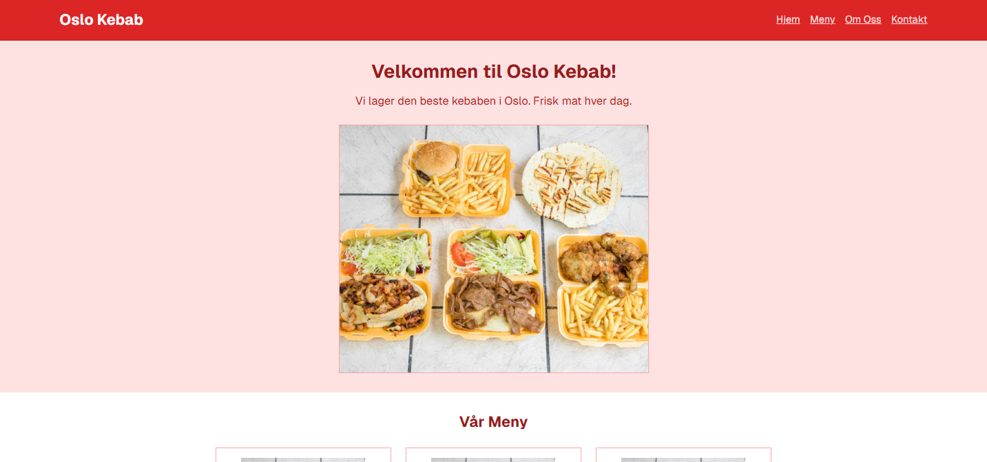 Før: Utdatert restaurant nettside